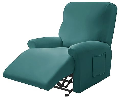 Highdi Stretchhusse für Relaxsessel Komplett Sesselschoner, Stretch Relaxsessel Bezüge - Einfarbig Elastisch Sesselbezug für Fernsehsessel Liege Sessel (Türkis,1 Sitzer)