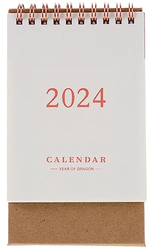 Operitacx Tischkalender 2024, Stehend Umklappbarer Kalender 2024 Tischkalender Mit Drahtbindung Tagesplaner, Schreibtischkalender 2024 Für Das Heimbüro Rosa