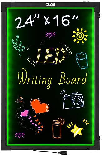 VEVOR LED-Nachrichtenschreibtafel, beleuchtete, löschbare Schreibtafel, Menüschild mit Neoneffekt, mit 8 fluoreszierenden Kreidemarkern und Fernbedienung, für Hochzeitsgeschäft 405 x 605 mm