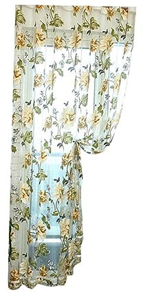 OSALADI Elegante Vorhänge Mit Pfingstrosen-Design Transparenter Fensterschirm Tüll Für Wohnzimmer Schlafzimmer 2 X 1 M – Natürlicher Lichtschutz