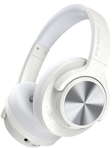 FIO MOTUS Cuffie ibride con cancellazione attiva del rumore con audio spaziale, 130 ore di riproduzione, cuffie Bluetooth over-ear con ANC, modalità trasparenza, driver da 40 mm, vestibilità comoda,