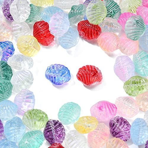 Stiesy Lot de 100 perles en verre de coquillage 3D faites à la main en forme d'animaux marins pour la fabrication de bijoux et travaux manuels