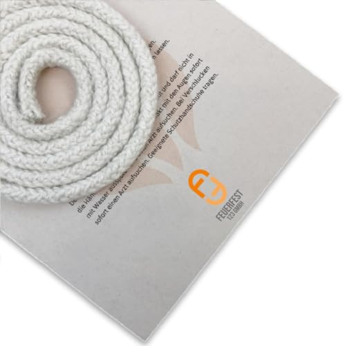 Ofendichtschnur Ø 12 mm x 3 Meter, Ofen-Dichtungsband für Kaminofen, hitzebeständig bis 800 °C, Keramische-Faser, Abdichtung für Kamine & Öfen, reißfest