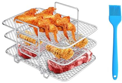 INTCHE Porte-Friteuse à Air pour Friteuse Dual Air Fryer 304 Acier Inoxydable Multicouche DéShydrateur Rack Toast Rack