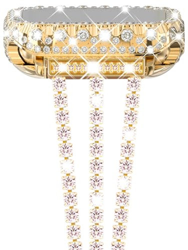 NewWays Sparkle You Days, Shine Every Moments Compatible with Apple Watch Band with Bling Case 45mm for Women, Jewelry Slim Tennis Bracelet Strap with Bling Protective Case for iWatch