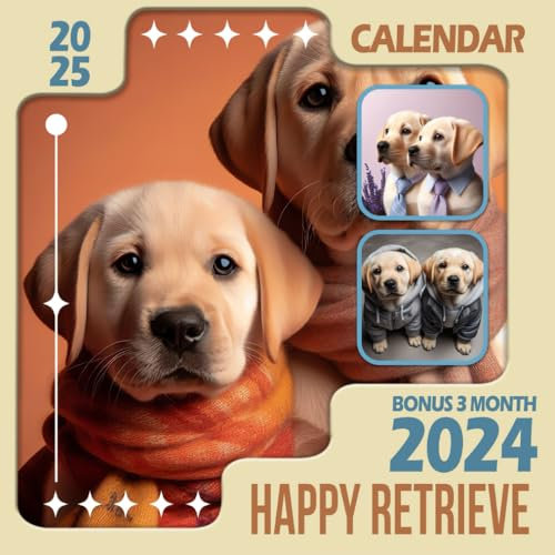 Happy Retrieve Calendar 2025: From October 2024 to December 2025, Including Bonus 3 Months 2024 with Photography of Adorable Dog, Perfect for Organizing and Planning