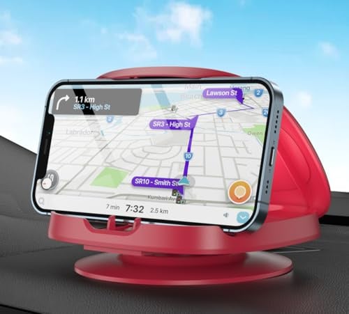 Handyhalterung Auto,360° Drehbar Handy Halterung Auto,Armaturenbrett Auto Handyhalterung Mit Klebesockel,KFZ Handyhalter Auto für iPhone 17/16/15/14/13/12 Pro Max/XR/, Samsung Galaxy, Smartphone (Rot)