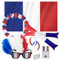 Century Star Grand paquet de supporter de France pour l'Euro 2024 | 7 pièces | perruque, capuche, drapeau français, bâton gonflable, lunettes de soleil décoratives Ensemble de 7 pièces
