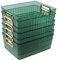 Rinboat 6 Packs Clear Plastic Storage Bin, Green Cupboard Storage Basket with Gold Handle