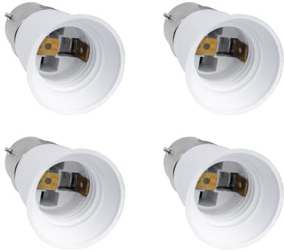 Akynite B22 to E27 Adapter, Bayonet Cap to Screw Socket Converter, BC to ES Lamp Base Adapter for E27 LED, Incandescent and CFL Bulbs, Pack of 4