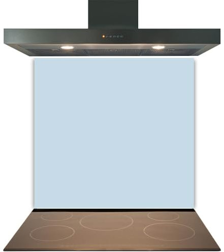 C2G Coloured Toughened Glass Splashback for Kitchen, Tempered Heat-Resistant Glass Splashbacks with Polished Edges for Cooker and Hob Backsplash (Light Blue, 60 x 60cm)