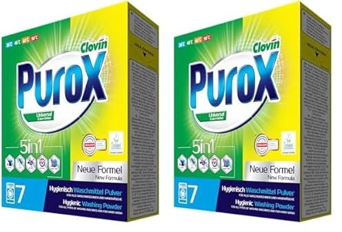PUROX UNIVERSAL Detergente en Polvo (7 Lavados) para ropa de color y blanca, caja de 490 g (Paquete de 2)