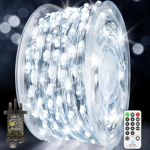 270 FT 800 LED Fairy Lights Plug in String Lights Outdoor Christmas Lights with Remote Timer 8 Modes for Indoor House Holiday Wedding Party Tree Wall Bedroom Garden Decoration Cool White