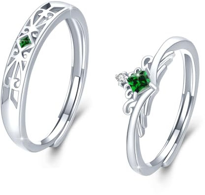 Paar Ringe Set 925 Sterling Silber Verlobungsringe Paar Verstellbare Offene Ring für Verlobungsringe Paar Fingerring Matching Rings Jubiläum Valentinstag für Damen Herren