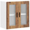 vidaXL Küchen-Hängeschrank mit Glastür Porto Altholz-Optik, Wandschrank Küche, Wandschrank, Oberschrank, Küchenschrank, Hängeschrank
