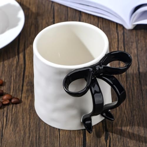 Didaey 12oz Coquette Black Bow Ceramic Coffee Mug with Black Bow Handle for Women Coquette Decor a Tini Bit Older Birthday Gift Valentine‘s Day Mugs Birthday Gifts for Women Friends Coworker