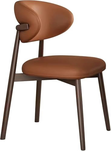 Massivholz-esszimmerstuhl, Esszimmerstuhl, Pu-leder-esszimmerstuhl, Gepolstert, Mid-century-modern-küchenstuhl, Geschwungene Rückenlehne, Dekorativer Beistellstuhl Für Esszimmer, Kü(Size:2pcs,Color:C)