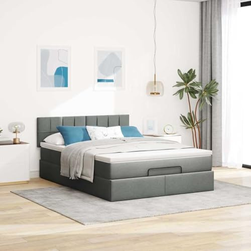 Willood Boxspringbett mit Matratze Großer Stauraum unter dem Bett Dunkelgrau 140 x 200 cm Block mit Quadraten