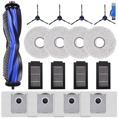 T50 Accessoires de Rechange Pour ECOVACS DEEBOT T50 Omni/T50 Pro Omni Robot Aspirateur, 1 Brosse principale, 4 Filtres, 4 Brosses Latérales, 4 Serpillières, 4 Sacs à Poussière