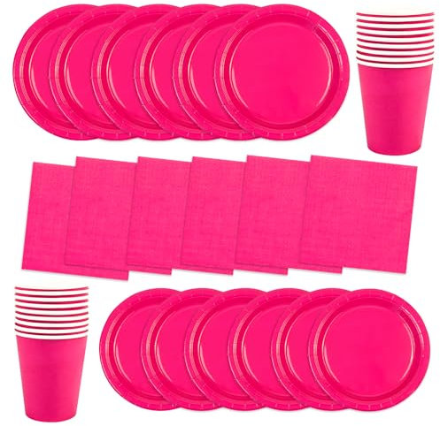64Pcs Red Paper Plates,Solid Color Disposable Party Tableware Set Include Plates Napkins and Cups Dessert Plates for Thanksgiving Day Halloween Wedding Table Decorations