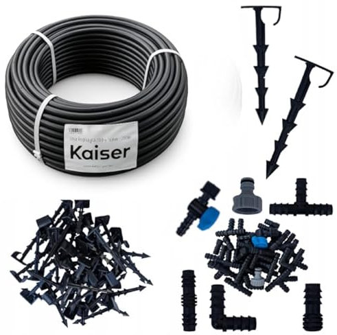 Tropfschlauch 100 m + 87 Teile Set – Mikrobewässerungssystem für Garten, Beete, Hecken & Gewächshaus – Tropfbewässerung 33 cm Abstand, einfach & sparsam