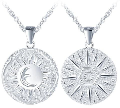Yumilok 925 Sterling silber Damen Halskette Kreis Anhänger Sonne Mond Münze Silber Kette Choker Set für Frauen Damen Mädchen