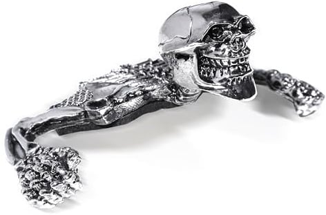 WTMT Totenkopf Ornament Skull Skelett Chrom für 4 bis 5 3/4 Zoll Scheinwerfer Harley Chopper Custom Motorrad Aufkleber Scheinwerfer Deko Metall verchromt universell verwendbar