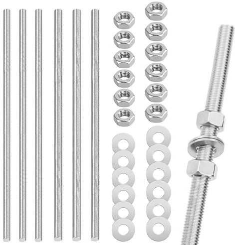 6 barre filettate, barra filettata M6 M10, in acciaio inox con dadi e rondelle per il montaggio di mobili e produzione industriale (300 mm)