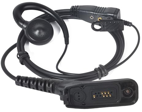 UAYESOK C-Shape Radio Earpiece Multi-Pin for Motorola DP3400 DP4400 1 Pack | C ring walkie talkie headset with ptt mic microphone, two way radio ear piece, compatible with Motorola DP4600 DP4800
