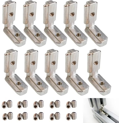 10 Stück Aluprofil 30x30 Verbinder, 90° L-Form Inneneckverbinder aus Zinklegierung, Vernickelt, für EU-Norm Aluprofil, Inklusive 20 Schrauben, Stabil und Wiederverwendbar