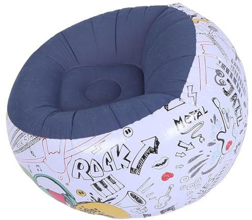 Fabater Aufblasbarer Lounge-Sessel, Tragbares Graffiti-Explosionssofa für Camping, Strandzimmer, PVC-Beflockung (Tiefes Blau)