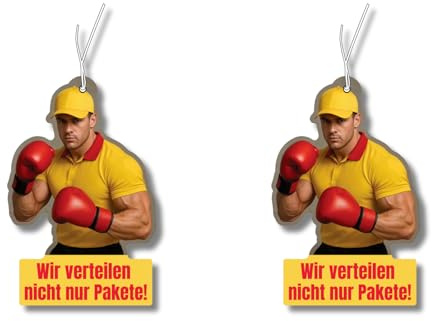 2x Duftbaum mit 'Paketbote des Vertrauens' Motiv, Wagen lustig Duftspender, Duftbaum Auto tuning, Lufterfrischer, Duftanhänger Set, Scherzartikel