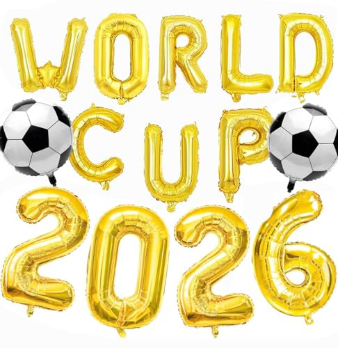 2026 World Cup foil Balloons Decorations, Gold Football Balloons, For Bar, Office, Home Party Celebration World 2026 Football Cup Decorations