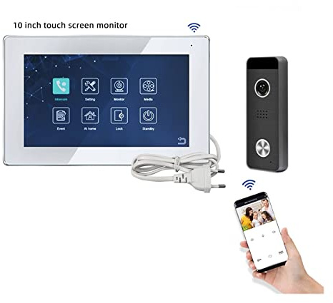 Videocitofono, Videocitofono Tuya da 10 pollici for il videocitofono multilingua del telefono del portello del touch screen domestico con controllo di accesso remoto(J-B6-P207B-M121WA-B)
