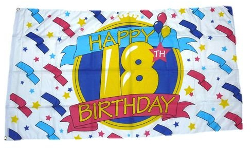 Fahne/Flagge Happy Birthday 18. Geburtstag NEU 90 x 150 cm