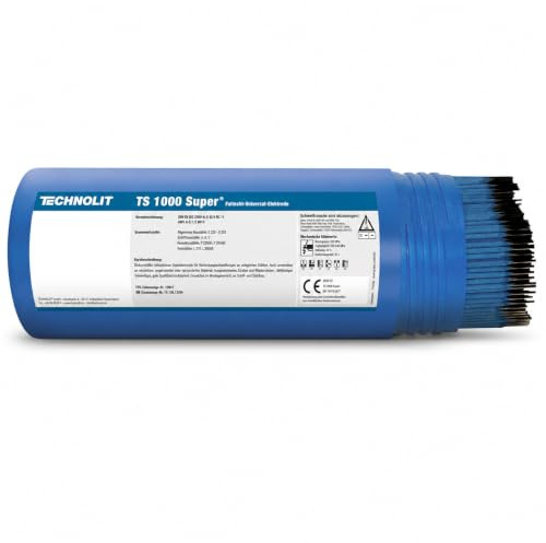 TECHNOLIT Stabelektrode TS 1000 2.0x300mm | 1kg Rutilzellulose-Elektrode | Dickumhüllt für Fallnähte | Schweißt durch Rost, Farbe & Zink | Ideal bei Montage, Stahlbau sowie Schiffbau | TÜV-geprüft