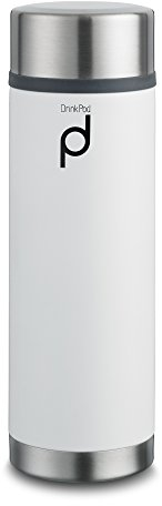 Pioneer Flasks HW-350W Vacuum Insulated Leak Proof Drinkpod Capsule Flask, Stainless Steel, White, 21 x 7 x 7 cm
