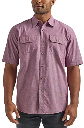 Wrangler Authentics - Camicia Classica da Uomo a Maniche Corte