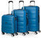 ITACA - Juego Maletas De Viaje rígidas Trolley con Candado de Combinación y 4 Doble Rueda 360° Set Maletas De Viaje Ligeras y Resistentes con Neceser, Azul