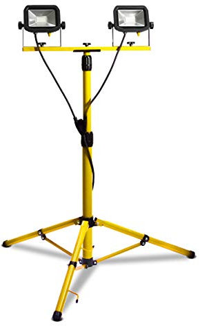 LUCECO Site 110 Volts Climate LED Twin Head Tripod Work Light, 2 x 22 Watts, Yellow