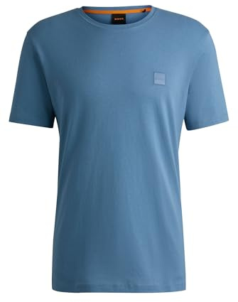 BOSS Herren Tales T-Shirt aus Baumwoll-Jersey mit Logo-Patch Hellblau S