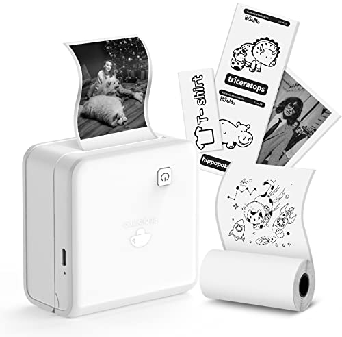 Phomemo Mini Drucker für Smartphone, M02 Pro 300 DPI Kleiner Thermodrucker Mini Drucker Sticker Drucker Taschendrucker Etikettendrucker, für Lernen, Studiennotizen, Fotos, Etiketten, Geschenk