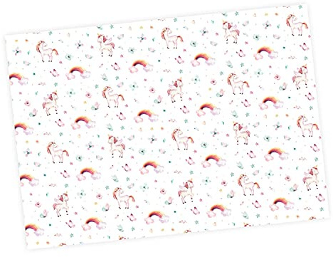 5 Bögen Geschenkpapier - Größe je Bogen 84,1 x 59,4 cm Kinder Geburtstag Mädchen Junge Geschenkverpackung (Einhorn)