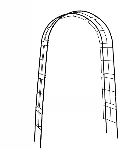 MENG 7.5ft Garden Arch Trellis Wrought Iron Garden Arbor Metal Rose Arche Pergola Arbor For Climbing Plants Wedding Arch Weather Resistant Durable Black