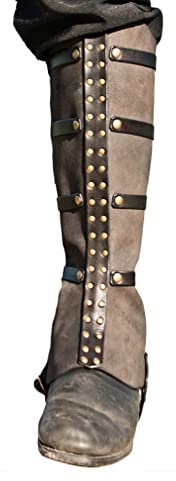 Mittelalterliche Gothic Überschuhe - Vintage PU Leder Beinschutz Gamasche Schnüren Steampunk Vikings Piraten Überschuhe für Karneval Halloween Party