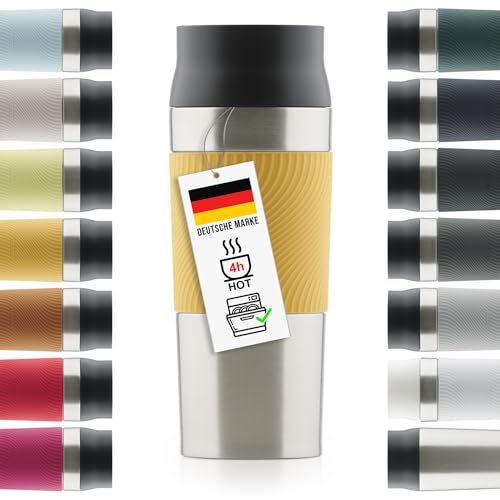 Blumtal - Mug Isotherme Etanche - Tasse Isotherme 350 ml - Des Heures D'Isolation Pour Boissons Chaudes Et Froides - Avec Fermeture Quick Press Pratique - Jaune Moutarde