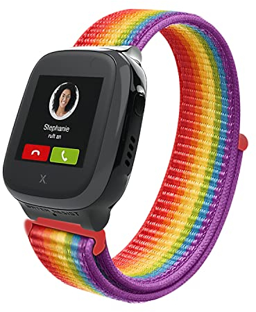 Seltureone Kinder Nylon Armband Kompatibel für Xplora X5 Play/XGO 2/XGO 3, Bequeme, Atmungsaktive, wasserdichte Riemen für Kinder, Einfach zu Tragen – Regenbogen
