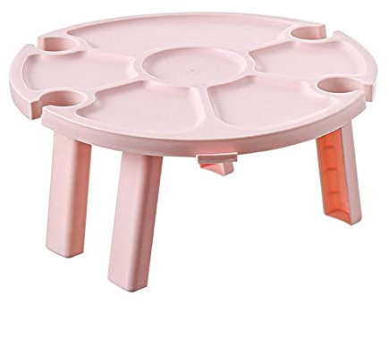 IKAAR Campingtisch Falttisch Tragbar Klapptisch Faltbar Multifunktionstisch Reisetisch mit Weinglashalter und Obst-Snack-Fächer für Camping, Strand, Picknick, Outdoor, Garten, Reisen Rosa