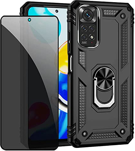 CLYDITE Hülle für Xiaomi Redmi Note 11/Redmi Note 11S 4G Schwarz handyHülle mit Anti-Spähen Privatsphäre Schützen Folie Blickschutzfolie