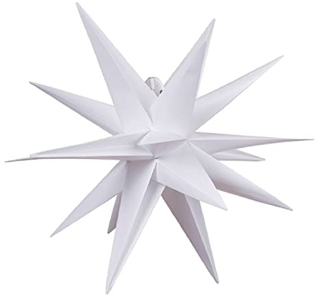 Gresonic 10LED einzeln Weihnachtsstern Lichterkette Batteriebetrieben (Weiß, Durchmesser 35cm)